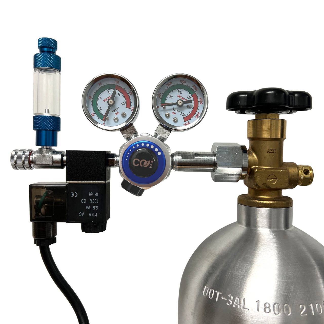 Dual Stage CO2 Regulator Kit w/Solenoid Valve & Bubble Counter